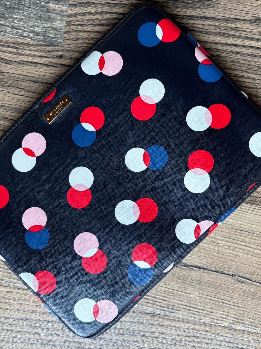 kate spade Navy Polka Dot Laptop Sleeve with Red, White, Blue & Pink Dots